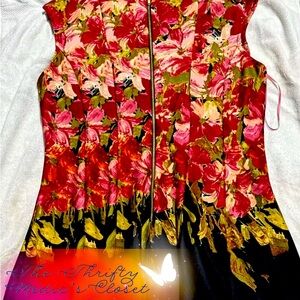 Danny & Nicole pink and Black Floral Sleeveless zip up dress. Size 12. Worn Once